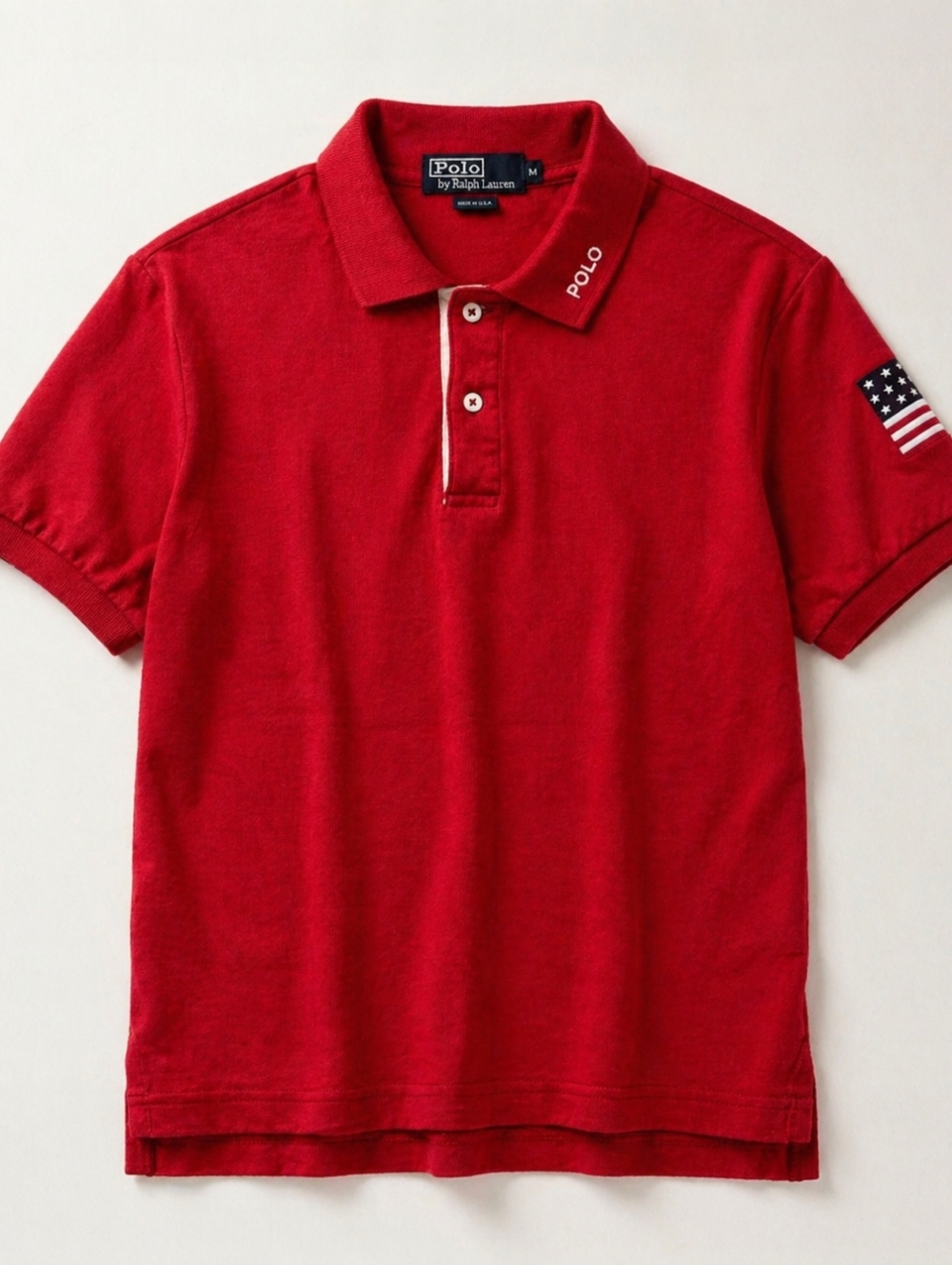 Vintage Polo by Ralph Lauren Shirt Men's Size Medium Flag Red Cotton Classic